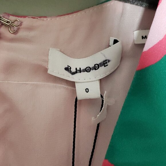 Rhode Ester Dress Take It Easy Grand Floral V-Neck Midi Puff Sleeve Size 0 - Picture 8 of 8